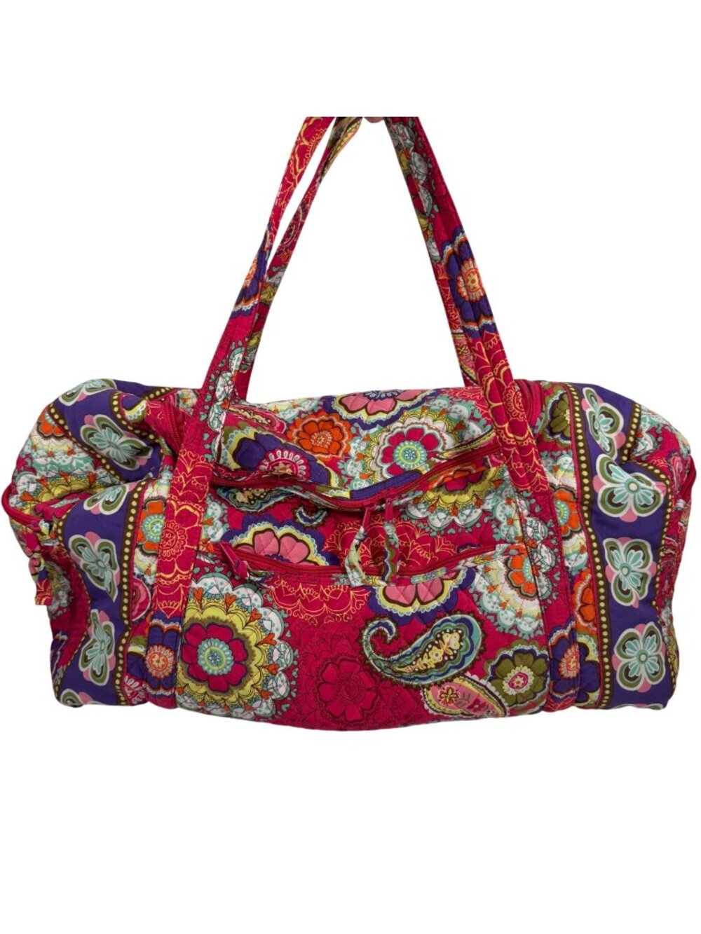 Vera Bradley Large Floral Quilted Weekender Travel Duffel Bag Zippered Pockets